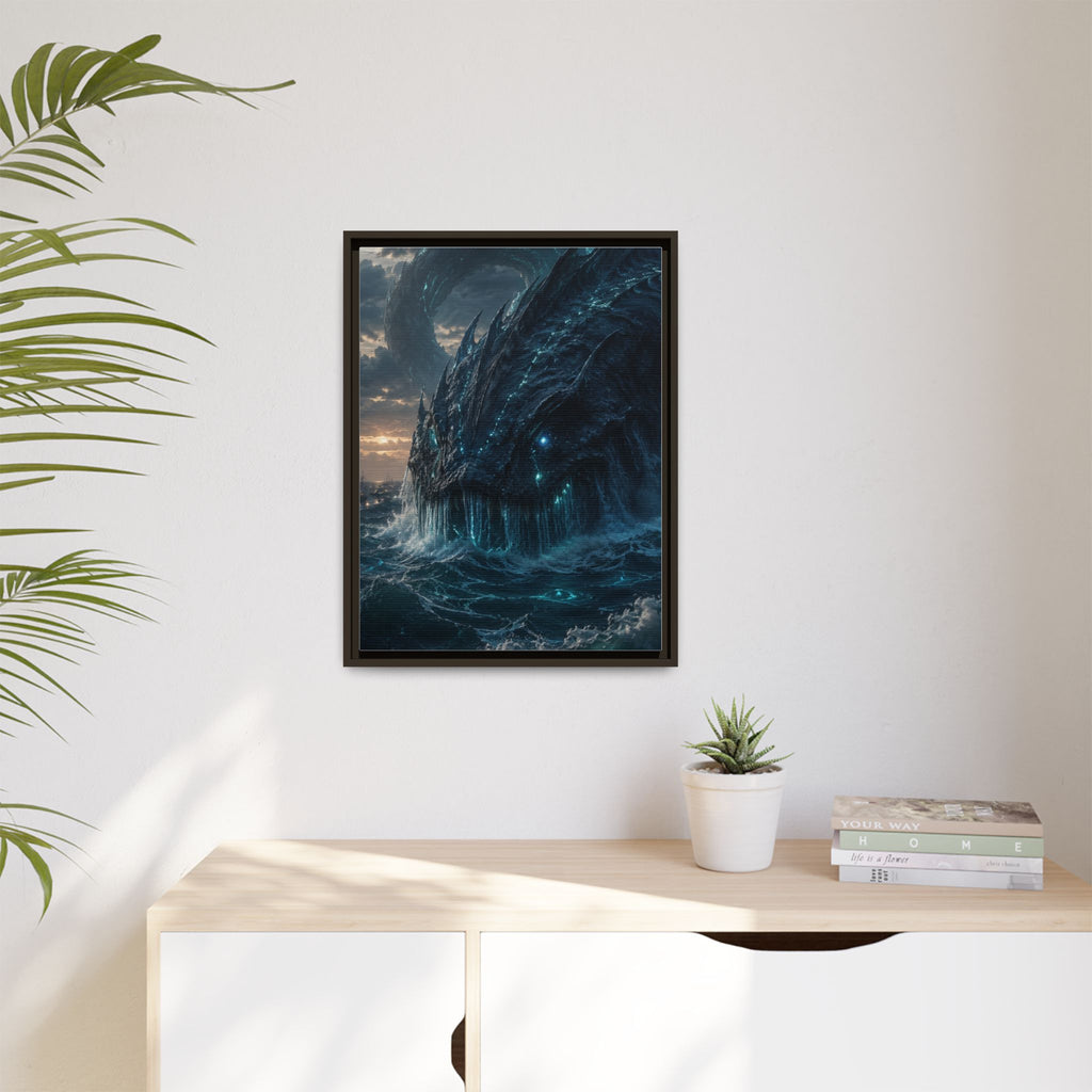 Framed Matte Canvas - Mythic Sea Leviathan Wall Art