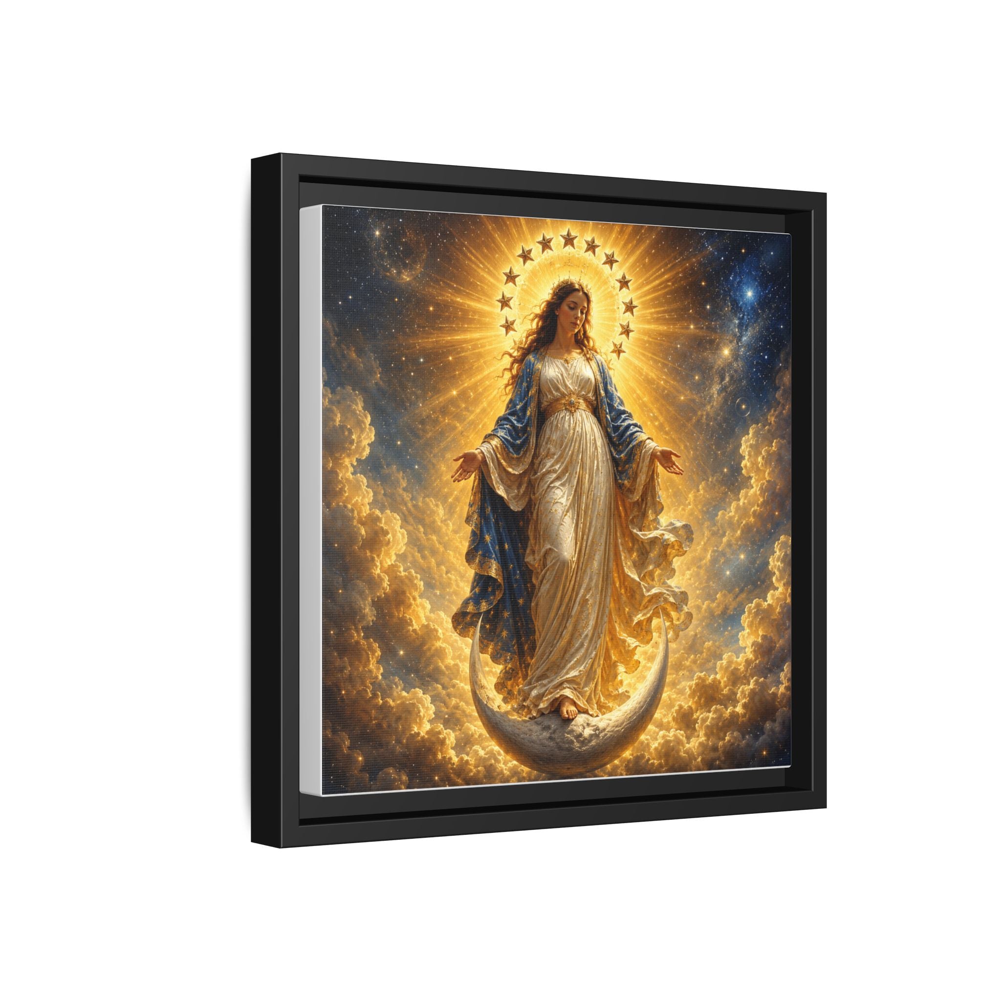 Madonna and Childlike Grace Framed Matte Canvas – Radiant Virgin Mary Wall Art