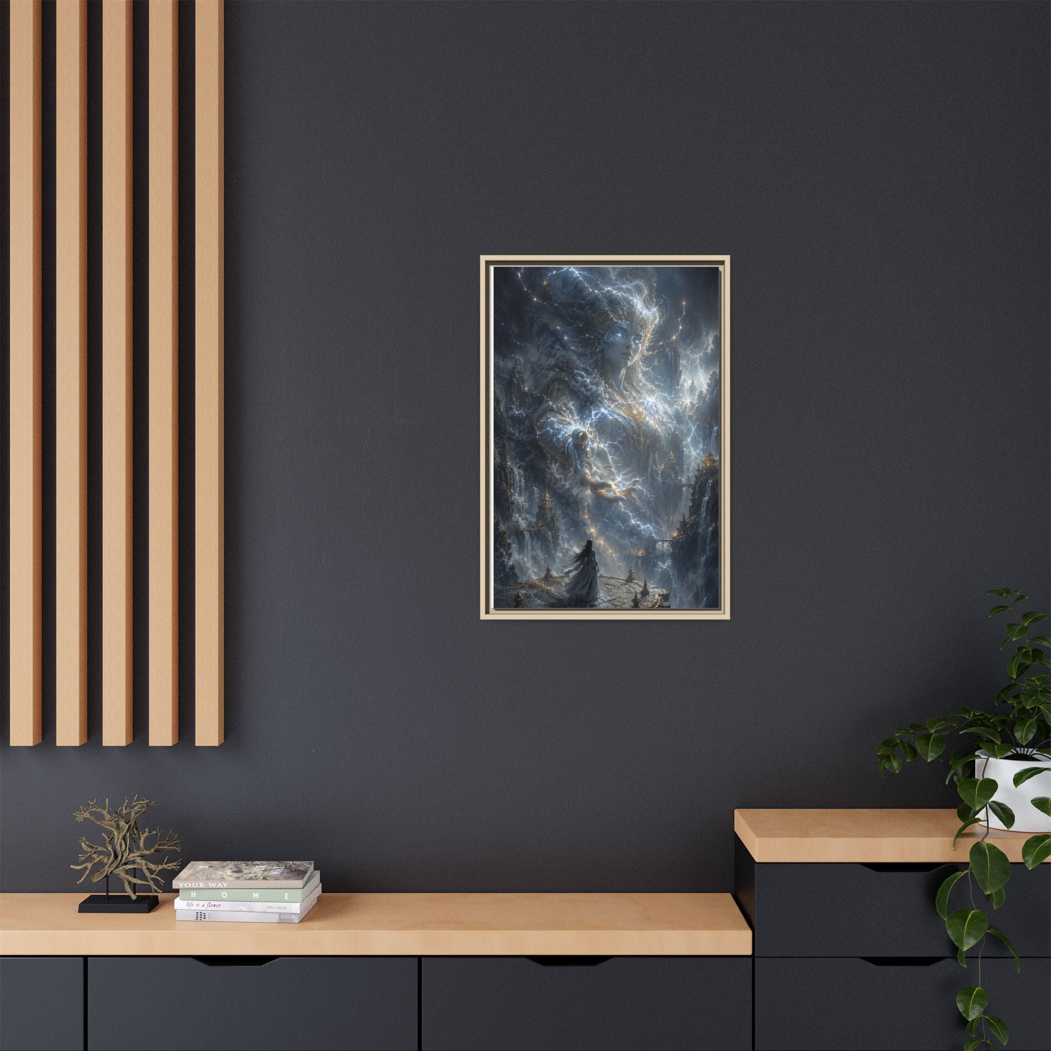 Framed Matte Canvas Print — Ethereal Star Goddess Fantasy Wall Art