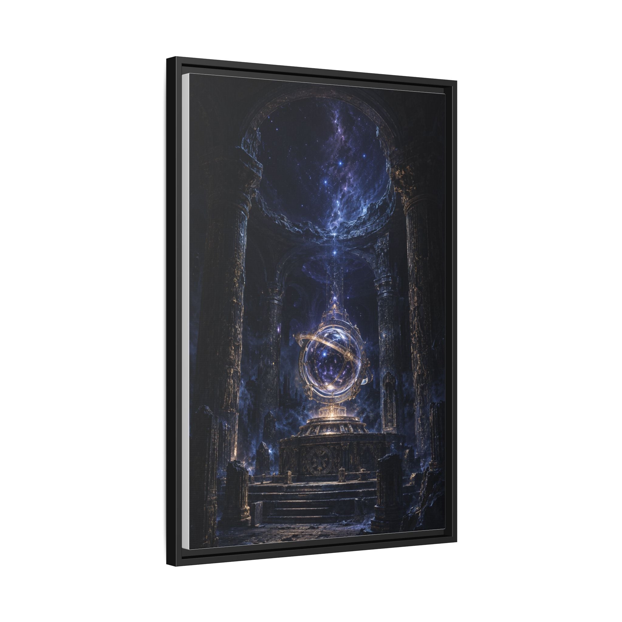 Framed Cosmic Temple Matte Canvas Art — Mystic Astral Orb Wall Decor
