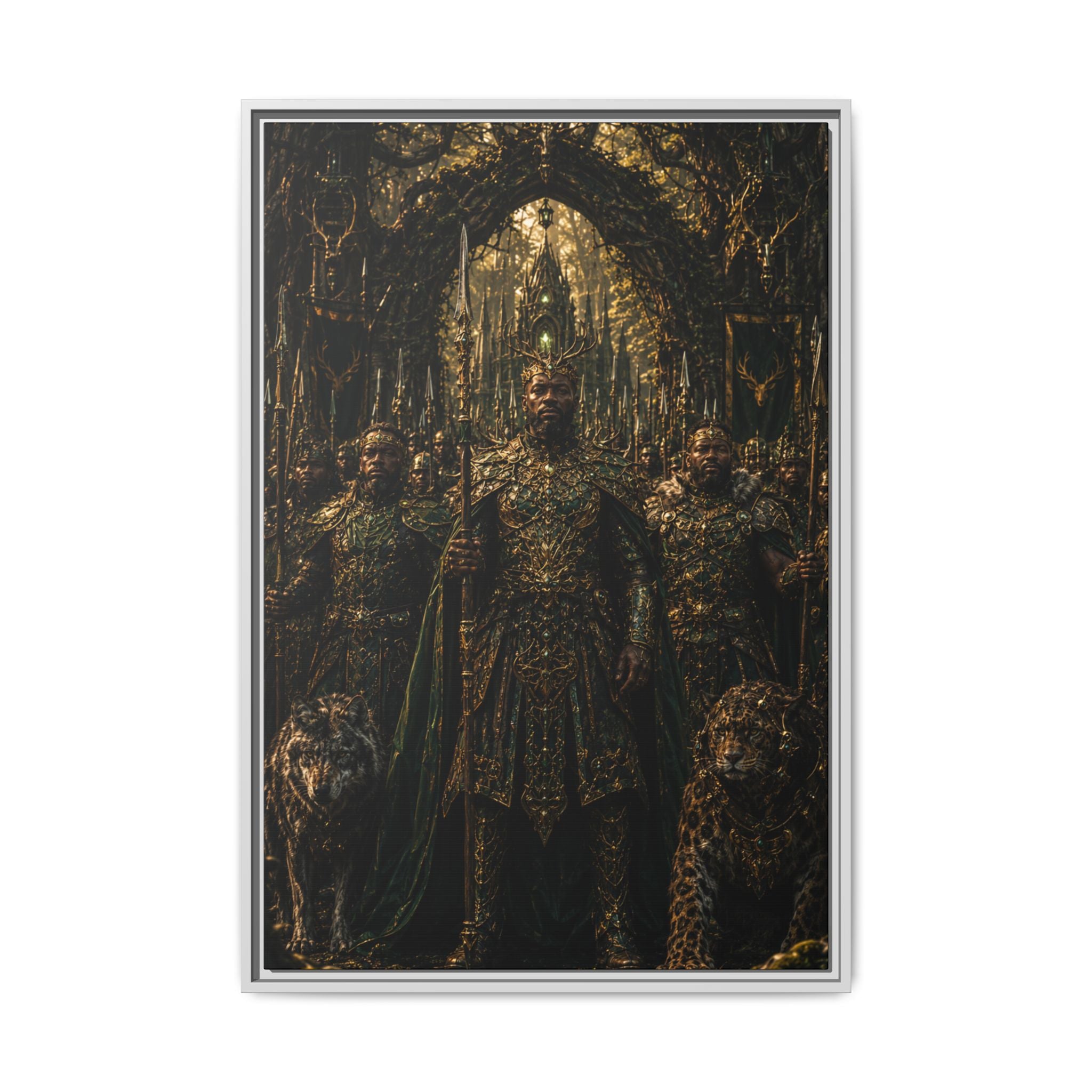Fine Art Paper Print — Mythic Golden Warrior Court Art