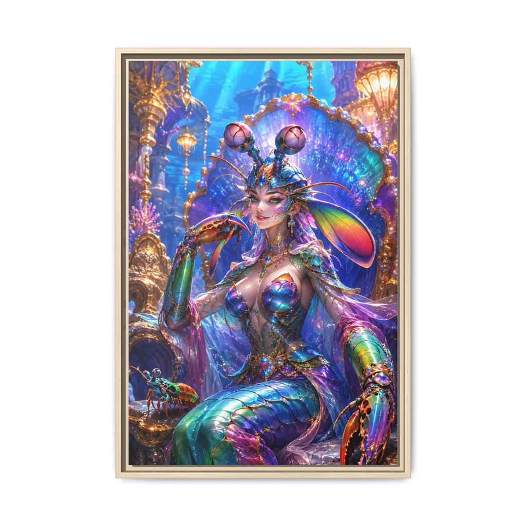 Mermaid Queen Framed Matte Canvas Art — Vibrant Fantasy Underwater Wall Decor
