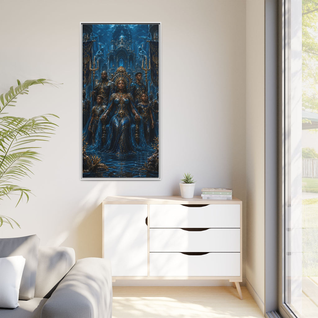 Underwater Queen Matte Framed Canvas — Oceanic Fantasy Wall Art