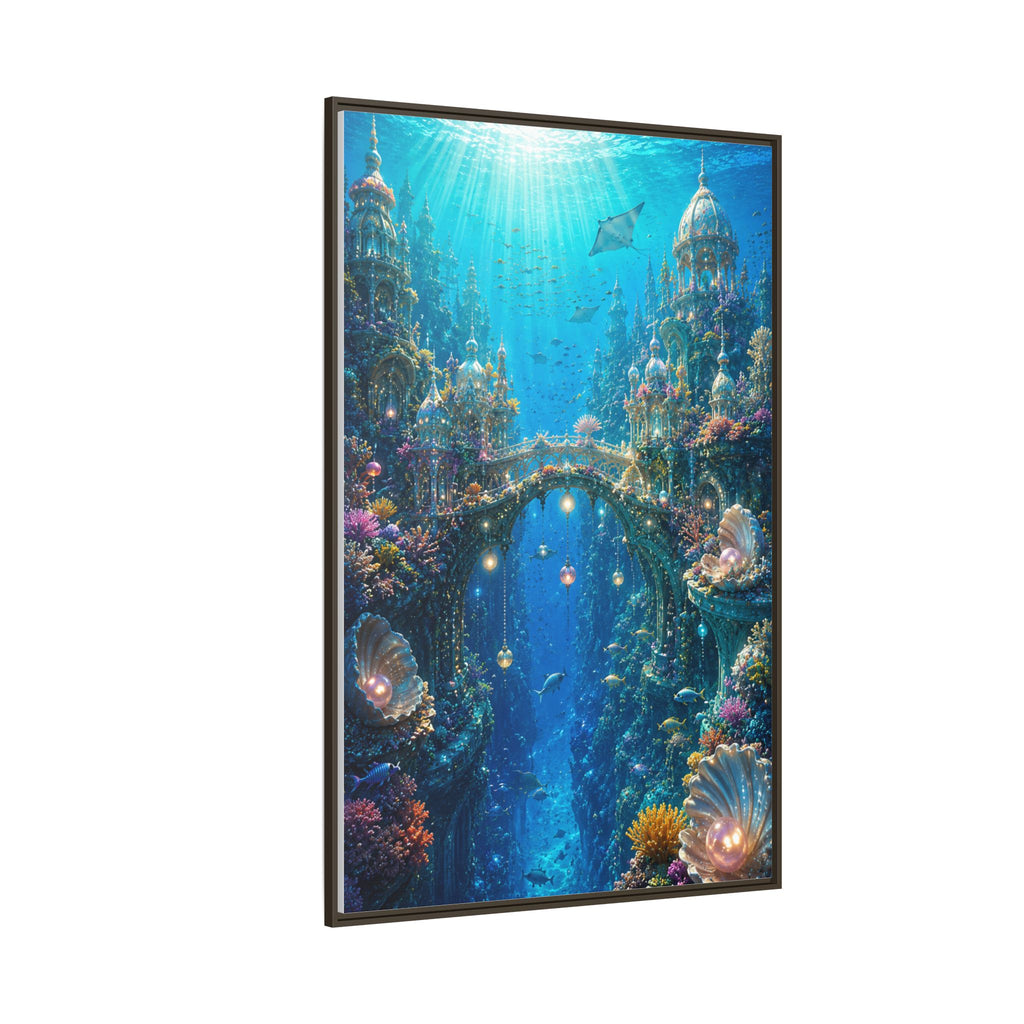 Underwater Fantasy Canvas Print — Framed Matte Ocean City Wall Art