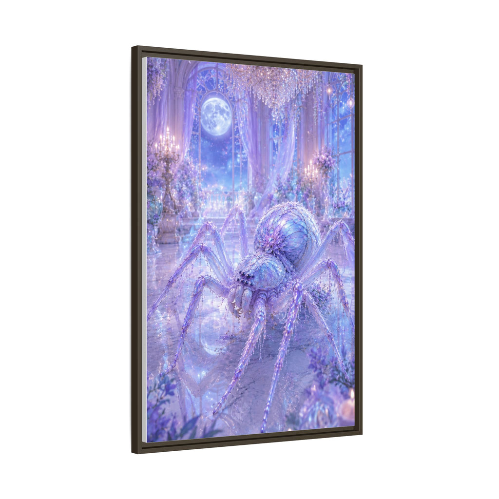 Moonlit Spider Fantasy Canvas Print — Lavender Enchanted Wall Art (Framed)