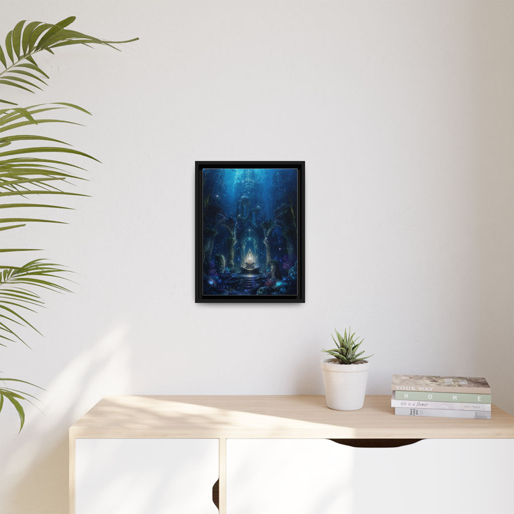 Framed Matte Canvas - Enchanted Underwater Temple Fantasy Art