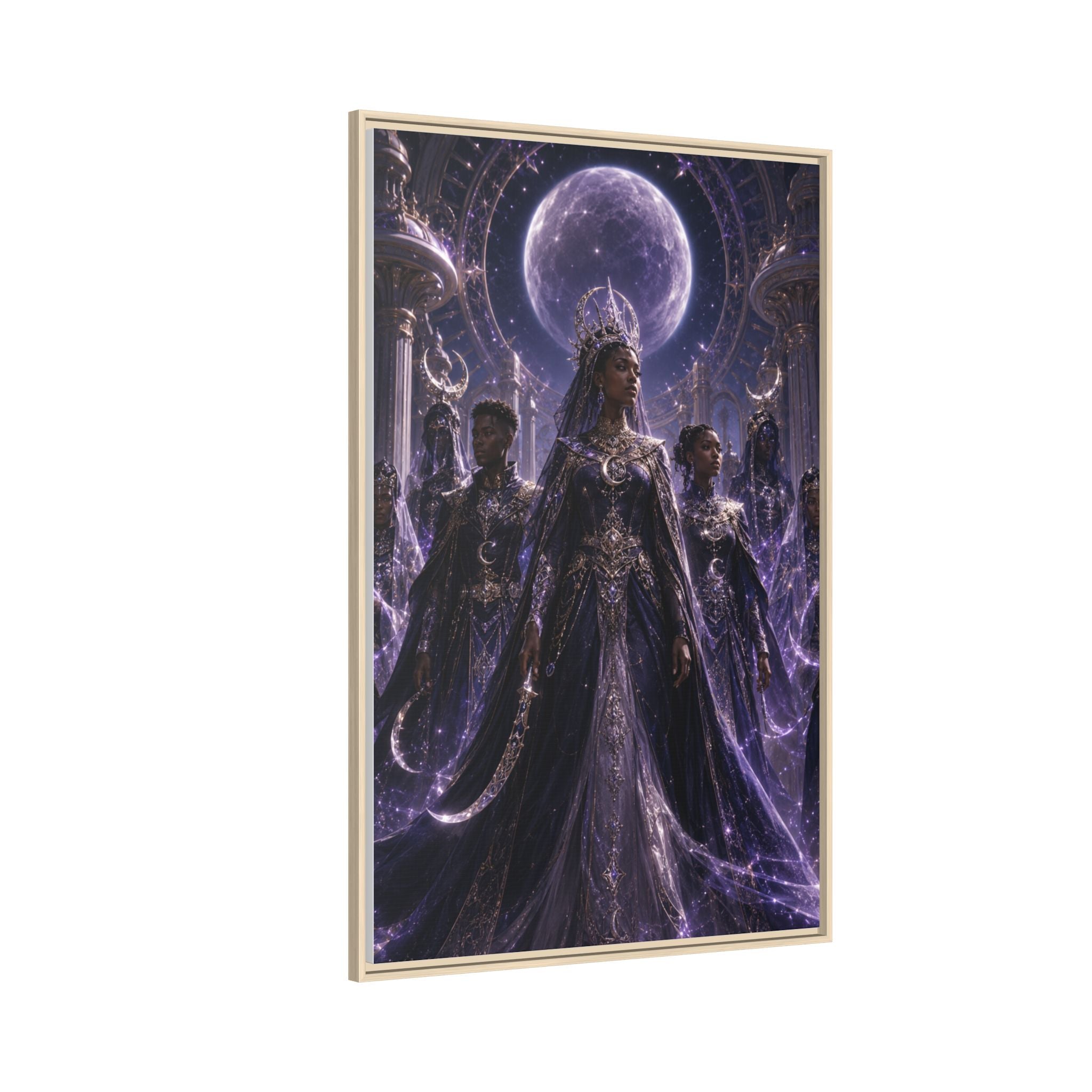 Mystic Moon Queen Framed Matte Canvas Print — Fantasy Royalty Wall Art