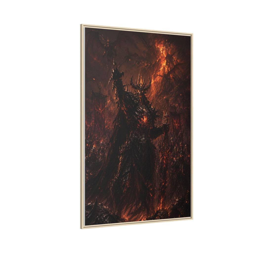 Framed Matte Canvas: Infernal Dark Lord Fantasy Wall Art
