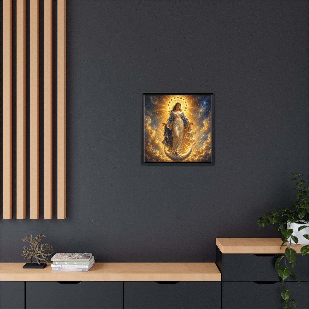 Madonna and Childlike Grace Framed Matte Canvas – Radiant Virgin Mary Wall Art