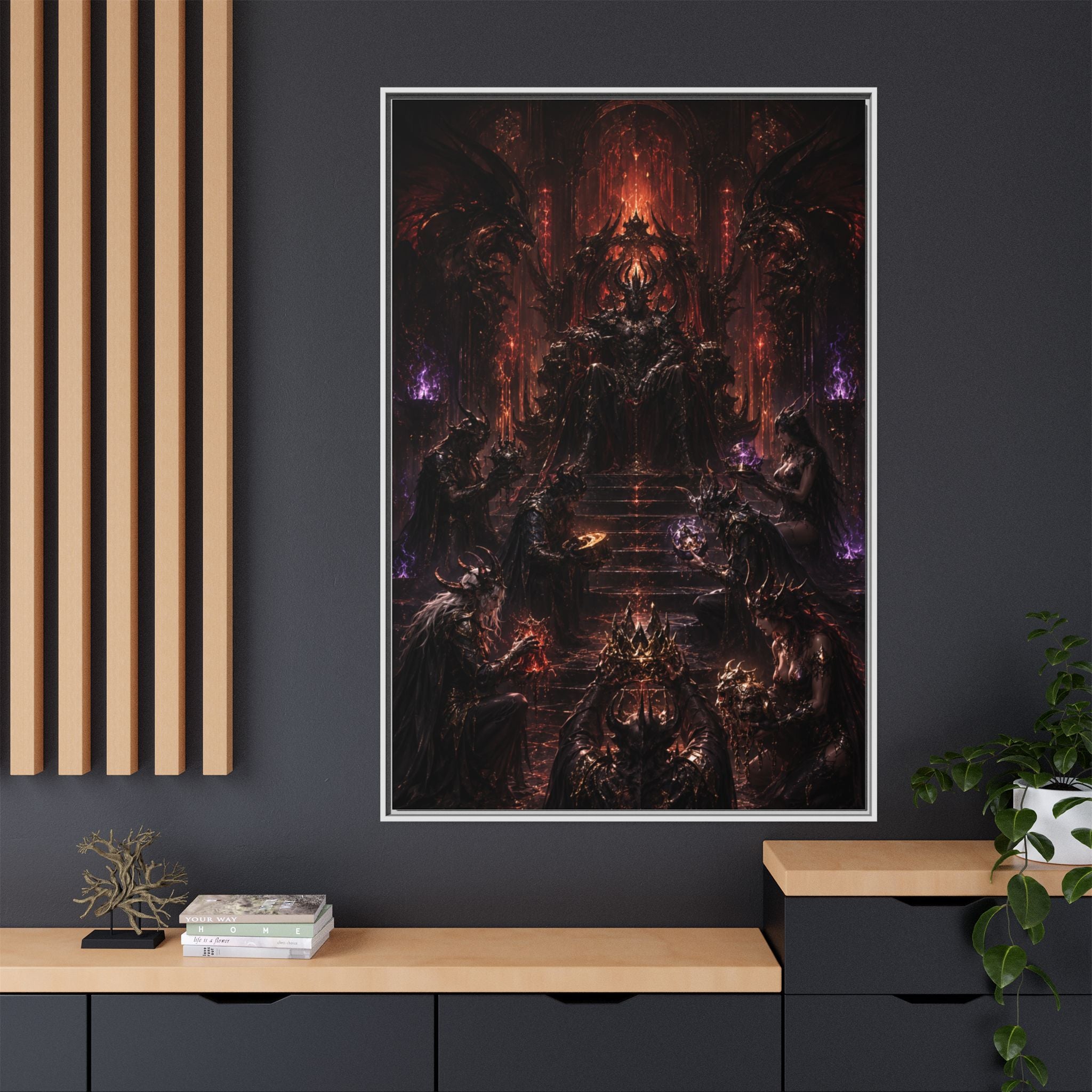 Dark Fantasy Throne Room Matte Canvas Print (Framed)