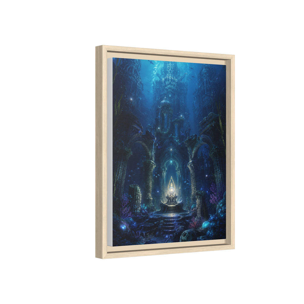 Framed Matte Canvas - Enchanted Underwater Temple Fantasy Art