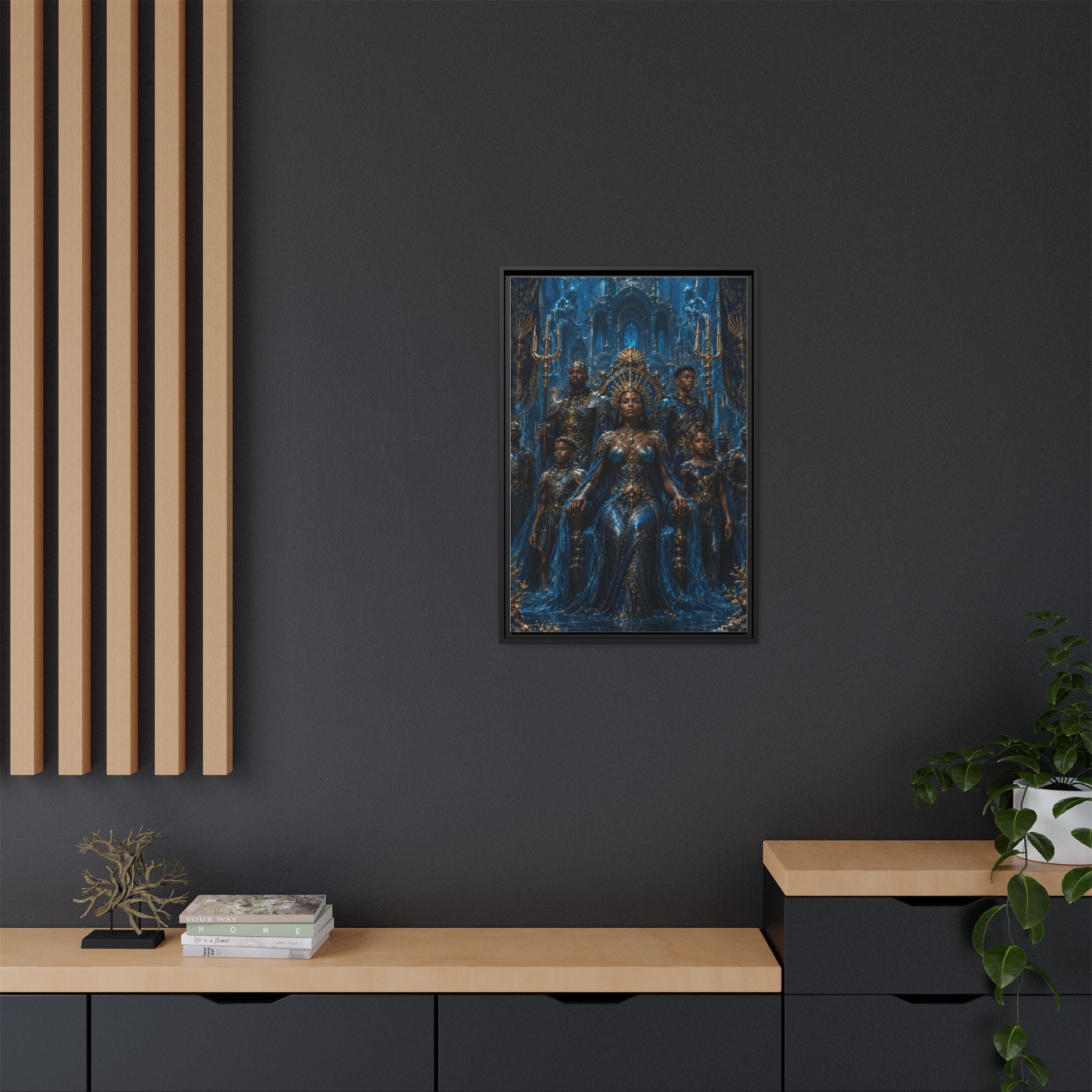 Underwater Queen Matte Framed Canvas — Oceanic Fantasy Wall Art