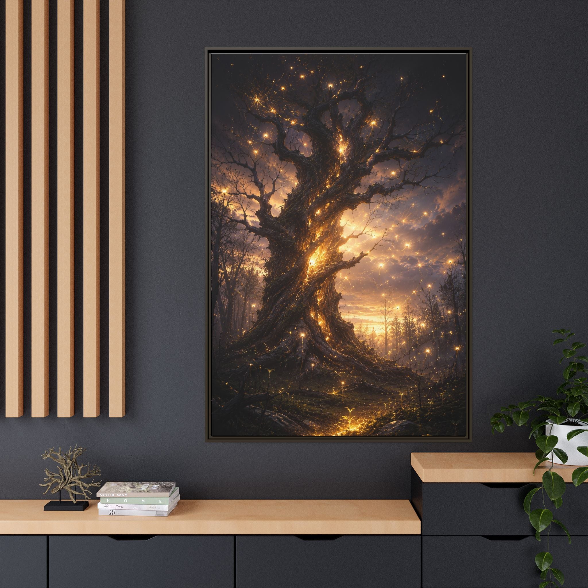 Enchanted Tree Matte Canvas Print — Framed Fantasy Wall Art