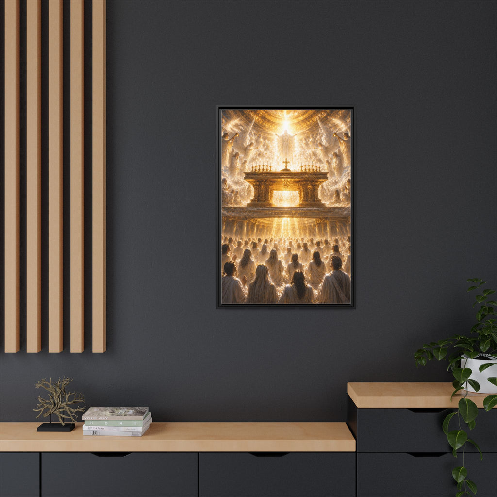 Heavenly Altar Matte Canvas Framed Wall Art — Spiritual Church Scene