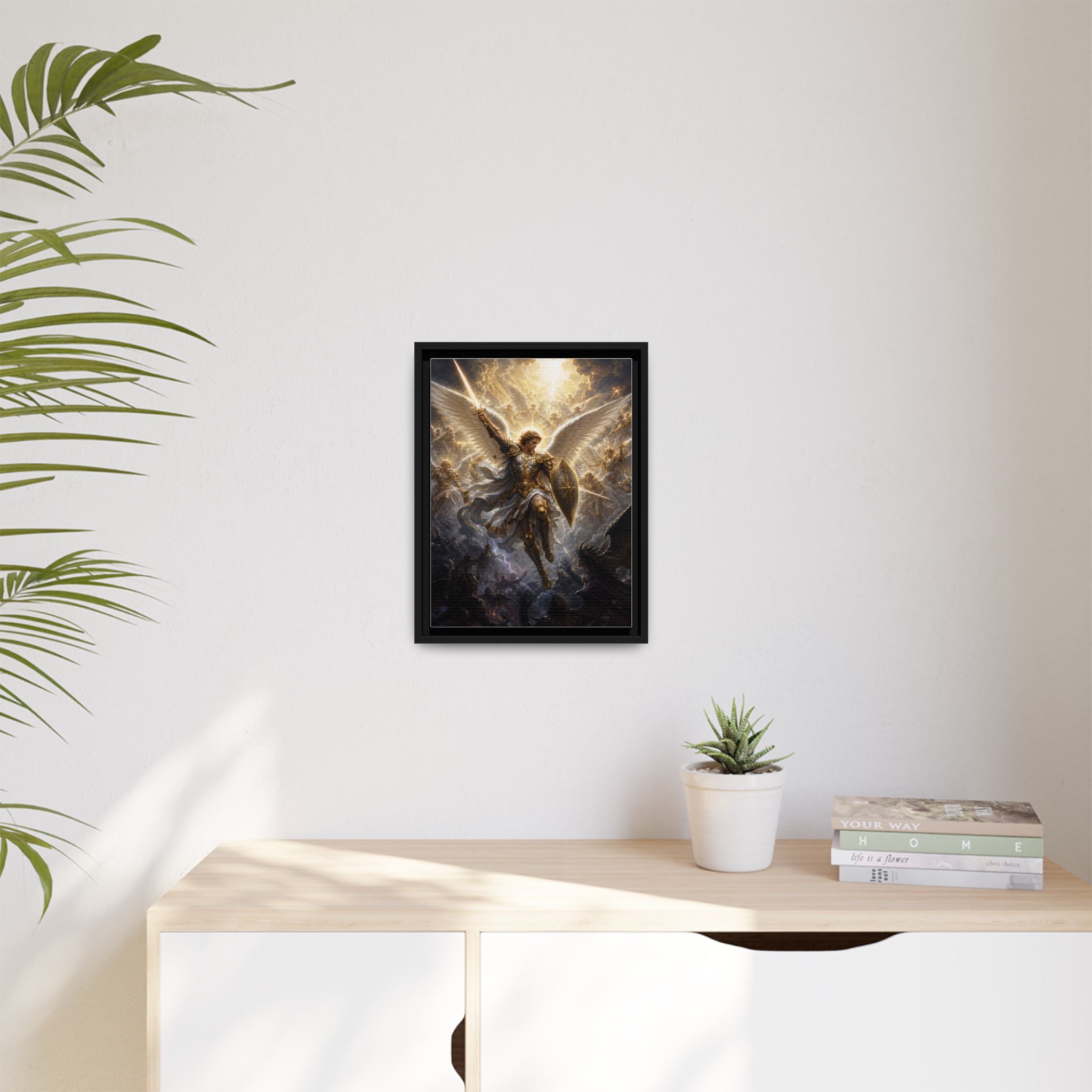 Framed Matte Canvas: Radiant Archangel Wall Art