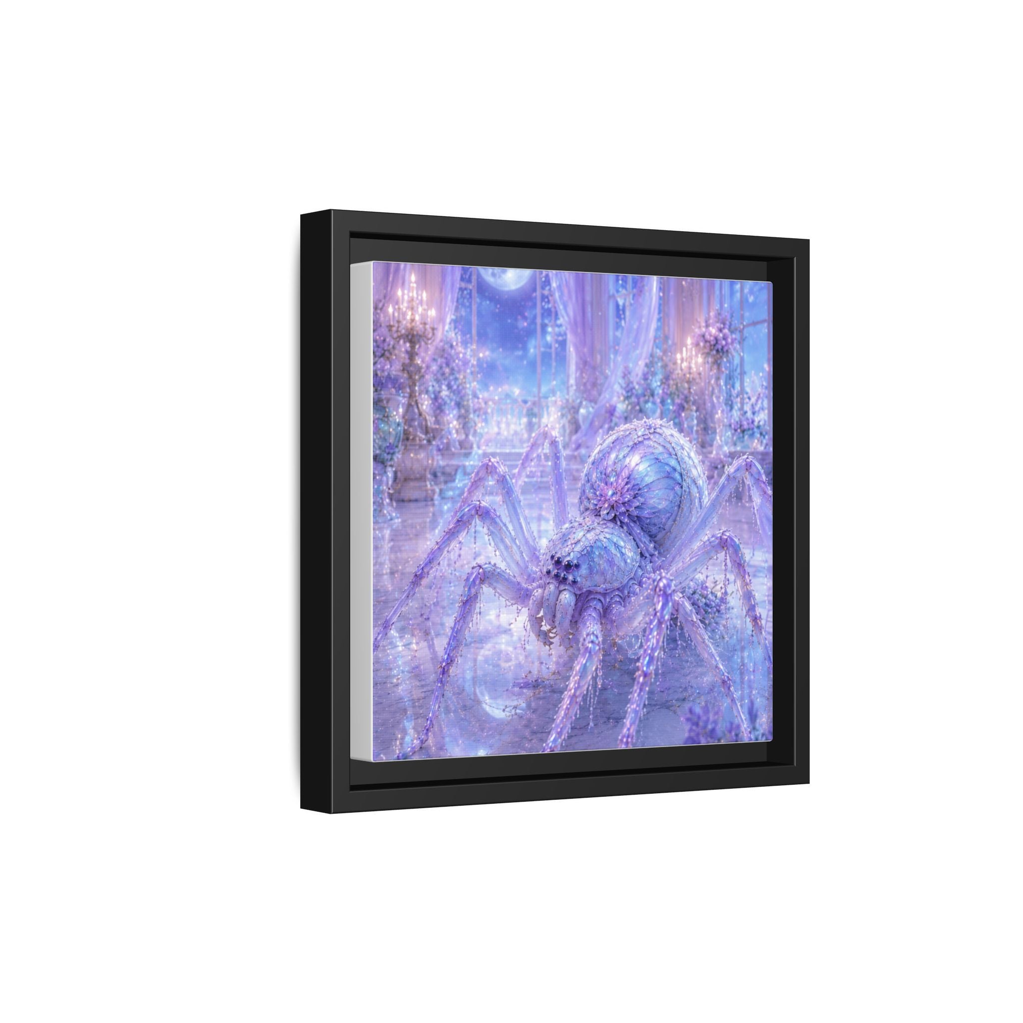 Moonlit Spider Fantasy Canvas Print — Lavender Enchanted Wall Art (Framed)