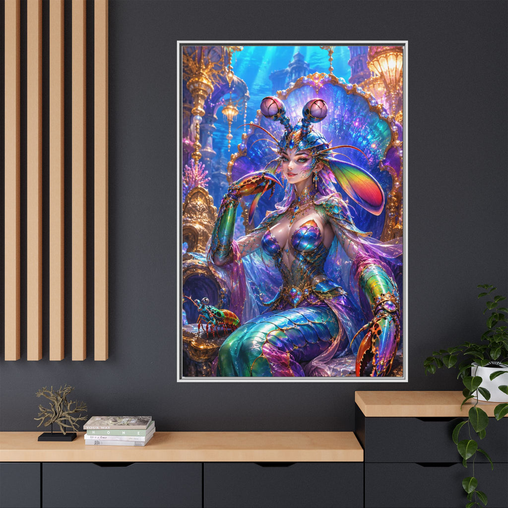 Mermaid Queen Framed Matte Canvas Art — Vibrant Fantasy Underwater Wall Decor