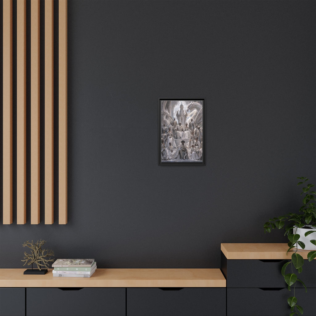 Framed Matte Canvas — Regal Dragon Court Fantasy Art Print