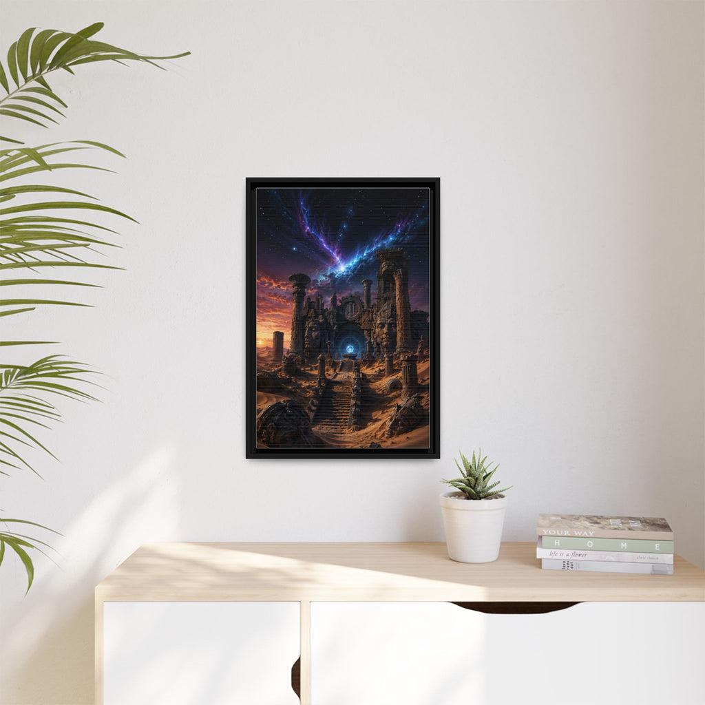 Framed Matte Canvas — Mystical Desert Ruins Nightscape