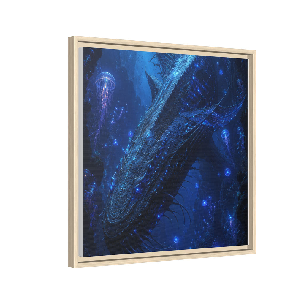 Framed Matte Canvas Art - Deep Sea Leviathan Fantasy Print