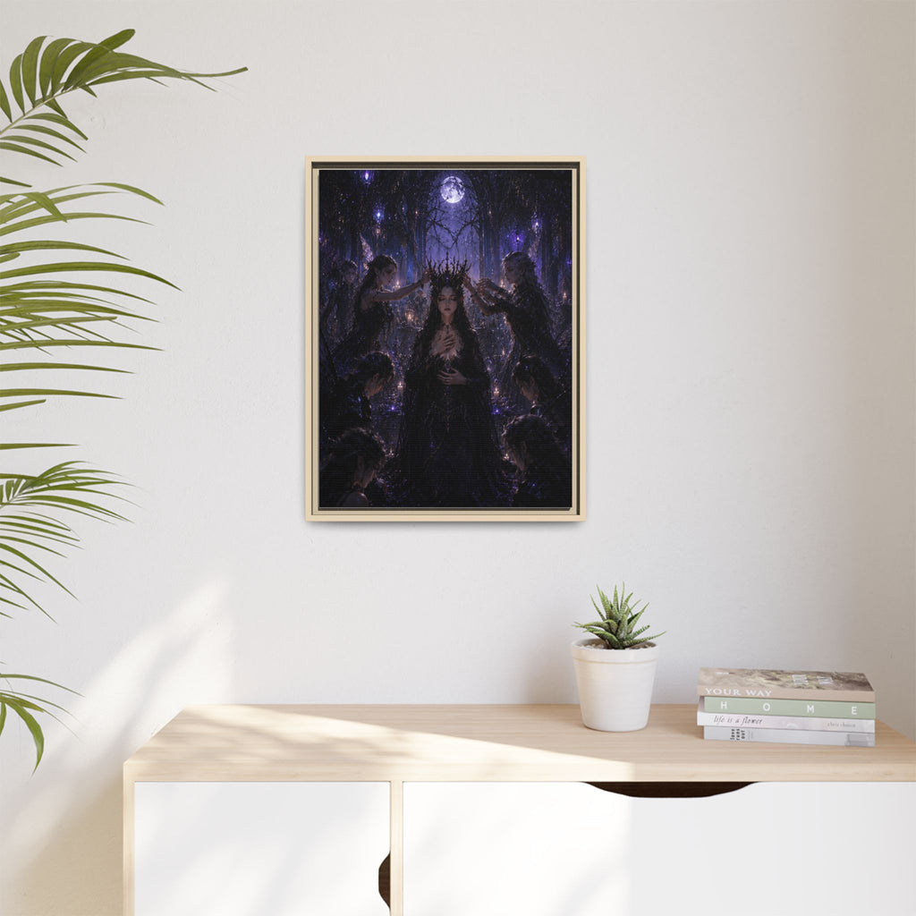 Gothic Moon Queen Framed Canvas Print