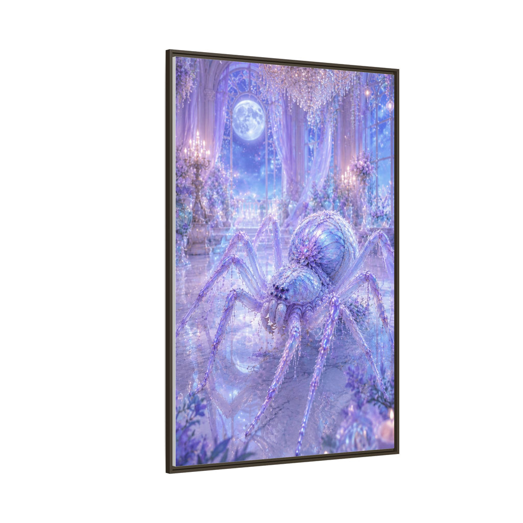 Moonlit Spider Fantasy Canvas Print — Lavender Enchanted Wall Art (Framed)