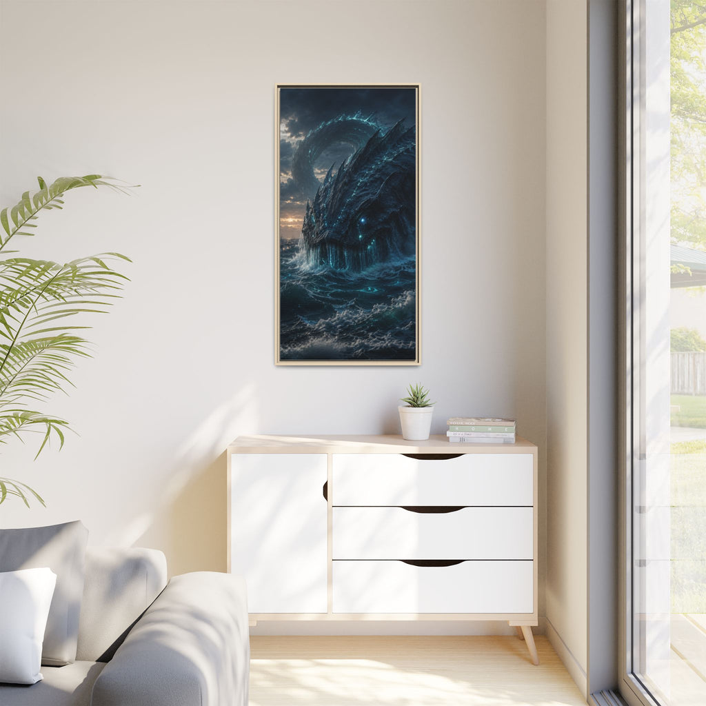 Framed Matte Canvas - Mythic Sea Leviathan Wall Art