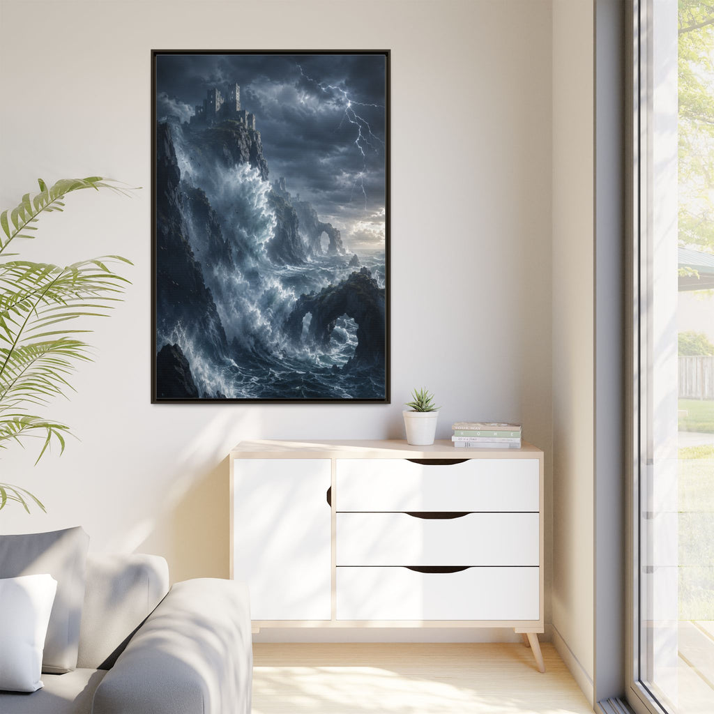 Framed Matte Canvas - Stormy Ocean Fantasy Wall Art