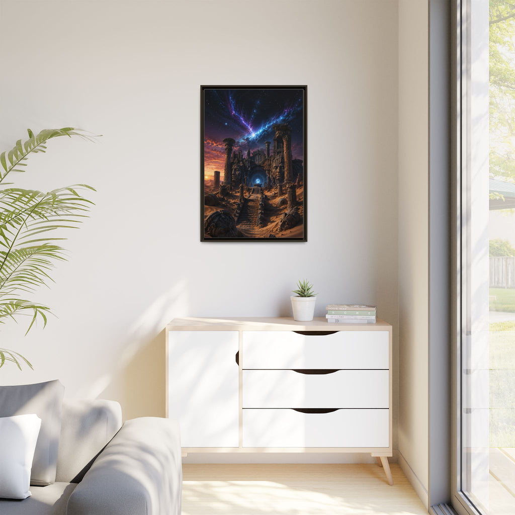 Framed Matte Canvas — Mystical Desert Ruins Nightscape