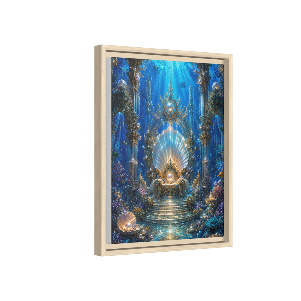 Underwater Palace Framed Canvas Art — Mermaid Throne Ocean Fantasy Print
