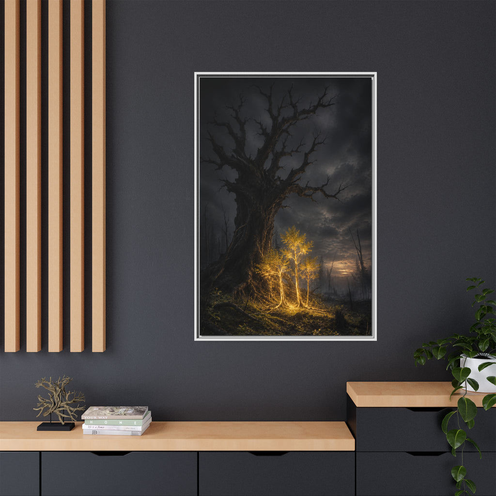 Framed Matte Canvas — Glowing Enchanted Tree Wall Art