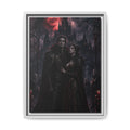 Vampire Couple Matte Framed Canvas Art – Gothic Red Moon Wall Decor