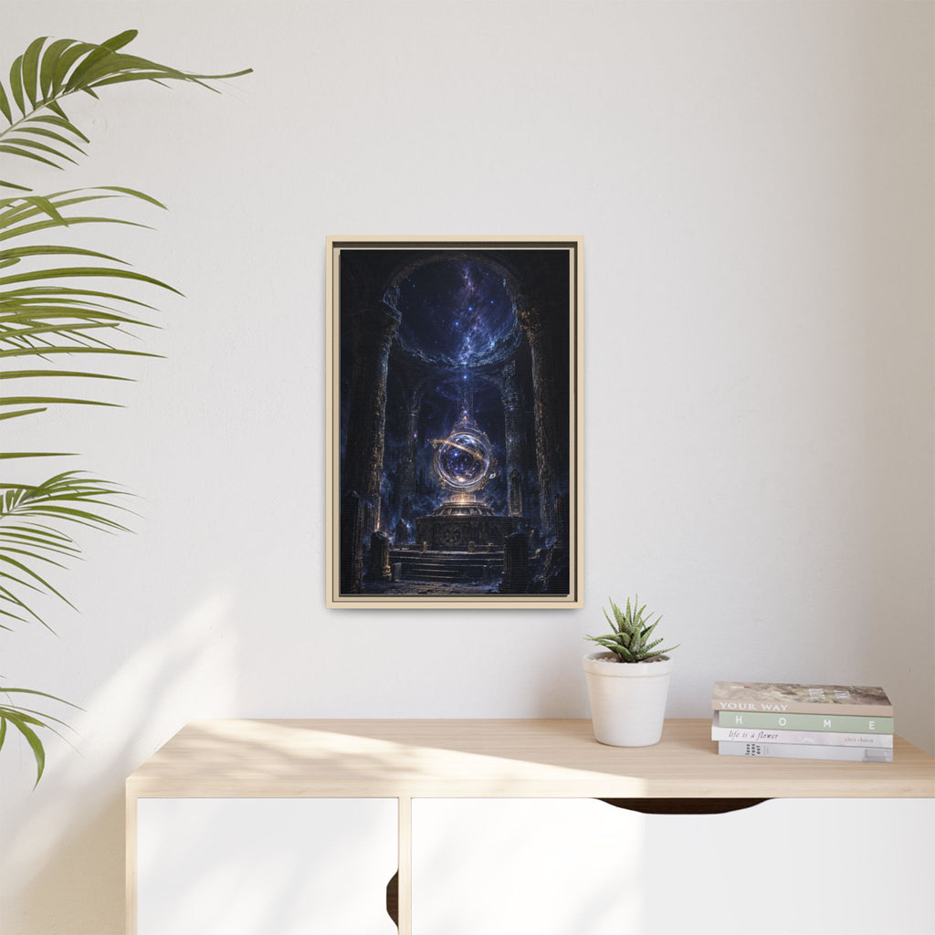 Framed Cosmic Temple Matte Canvas Art — Mystic Astral Orb Wall Decor