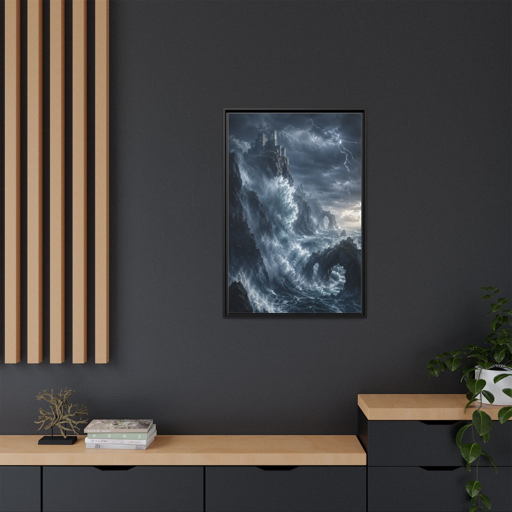 Framed Matte Canvas - Stormy Ocean Fantasy Wall Art