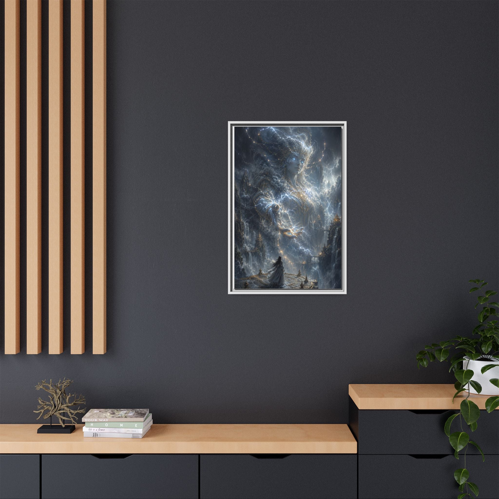 Framed Matte Canvas Print — Ethereal Star Goddess Fantasy Wall Art