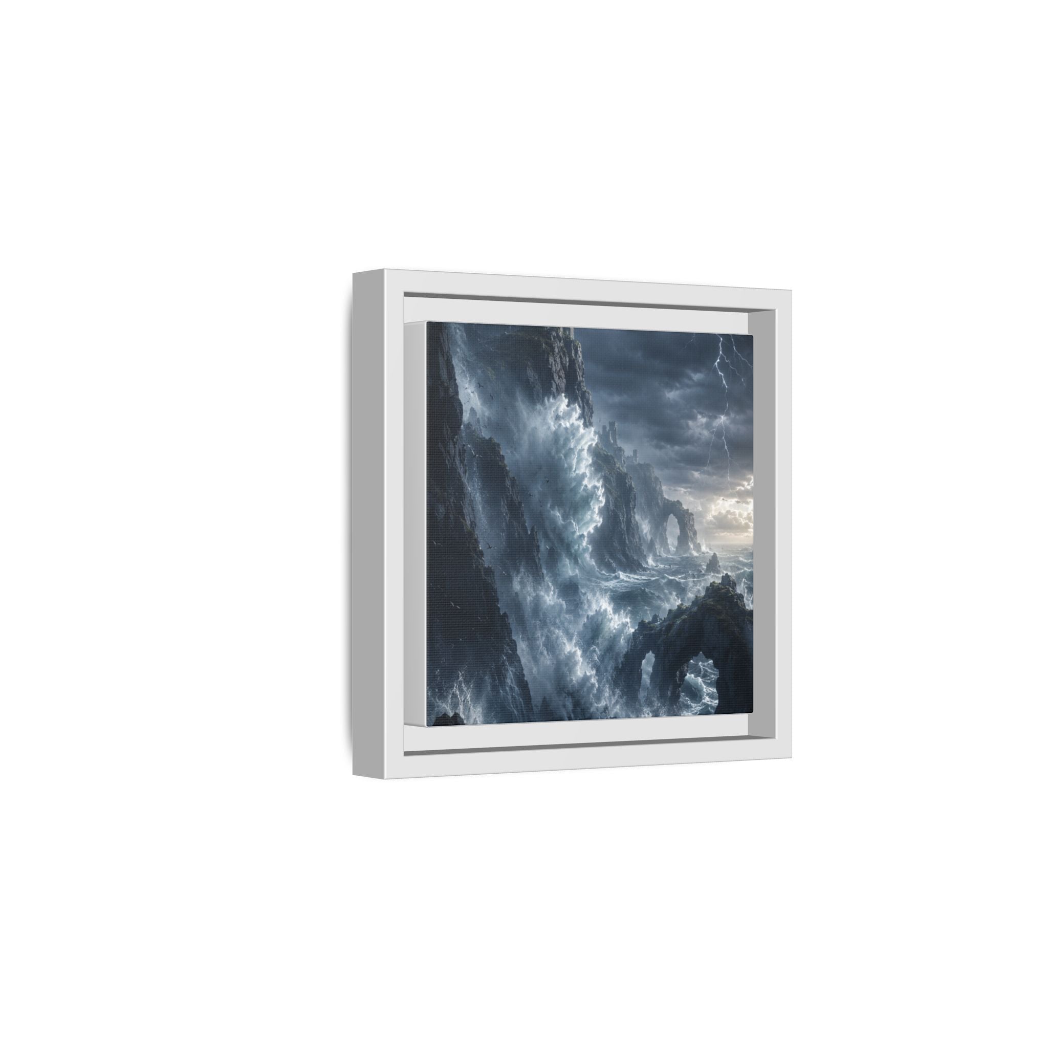 Framed Matte Canvas - Stormy Ocean Fantasy Wall Art