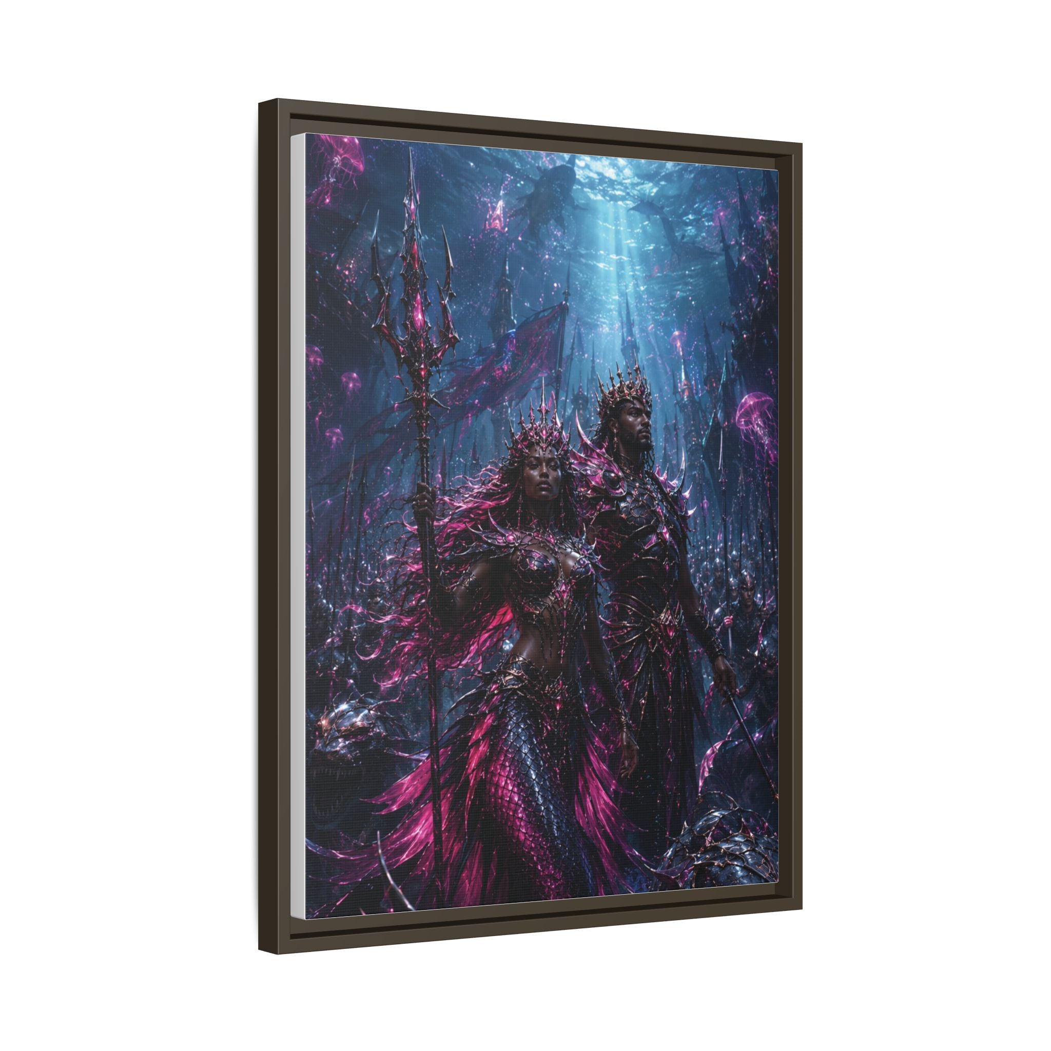 Framed Matte Canvas Print — Mystical Underwater King & Queen Artwork