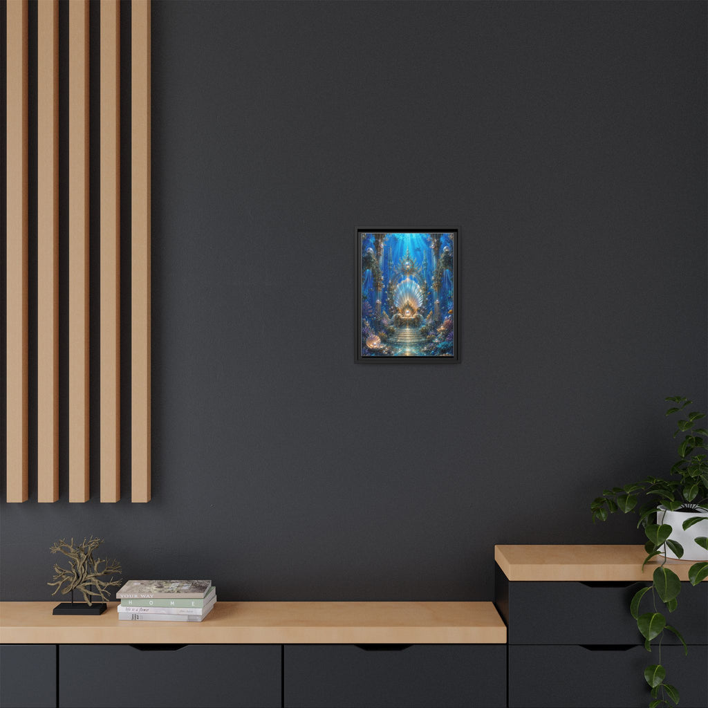Underwater Palace Framed Canvas Art — Mermaid Throne Ocean Fantasy Print