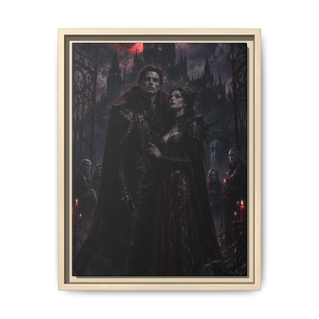 Vampire Couple Matte Fine Art Paper Print – Gothic Red Moon Wall Decor