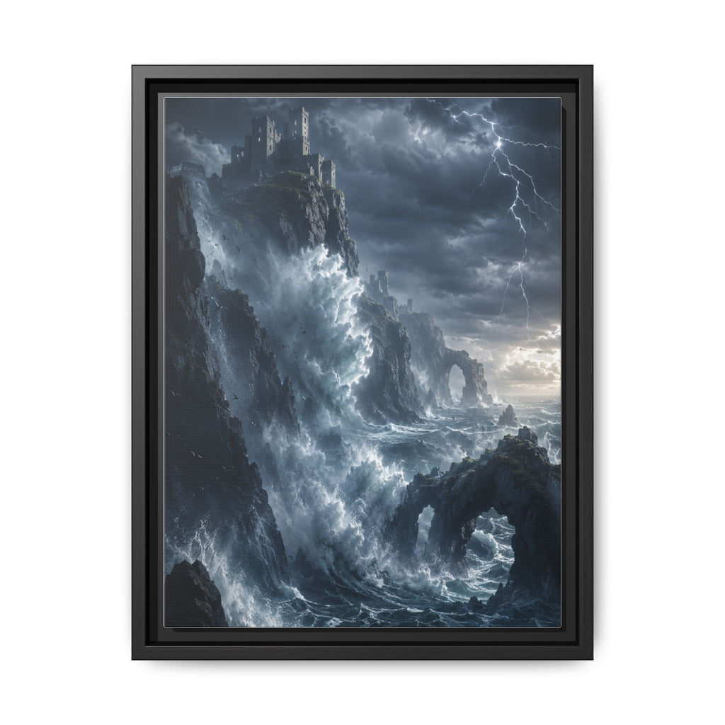 Framed Matte Canvas - Stormy Ocean Fantasy Wall Art