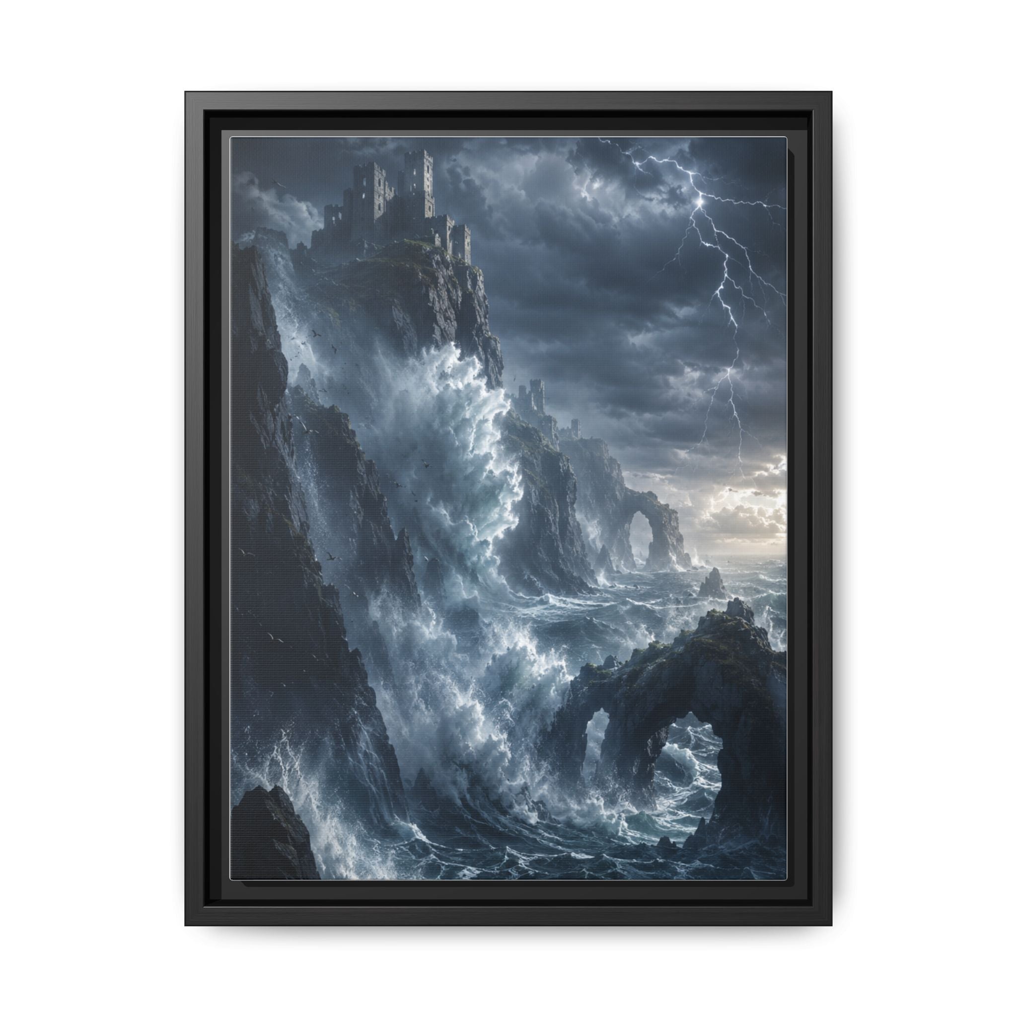 Framed Matte Canvas - Stormy Ocean Fantasy Wall Art