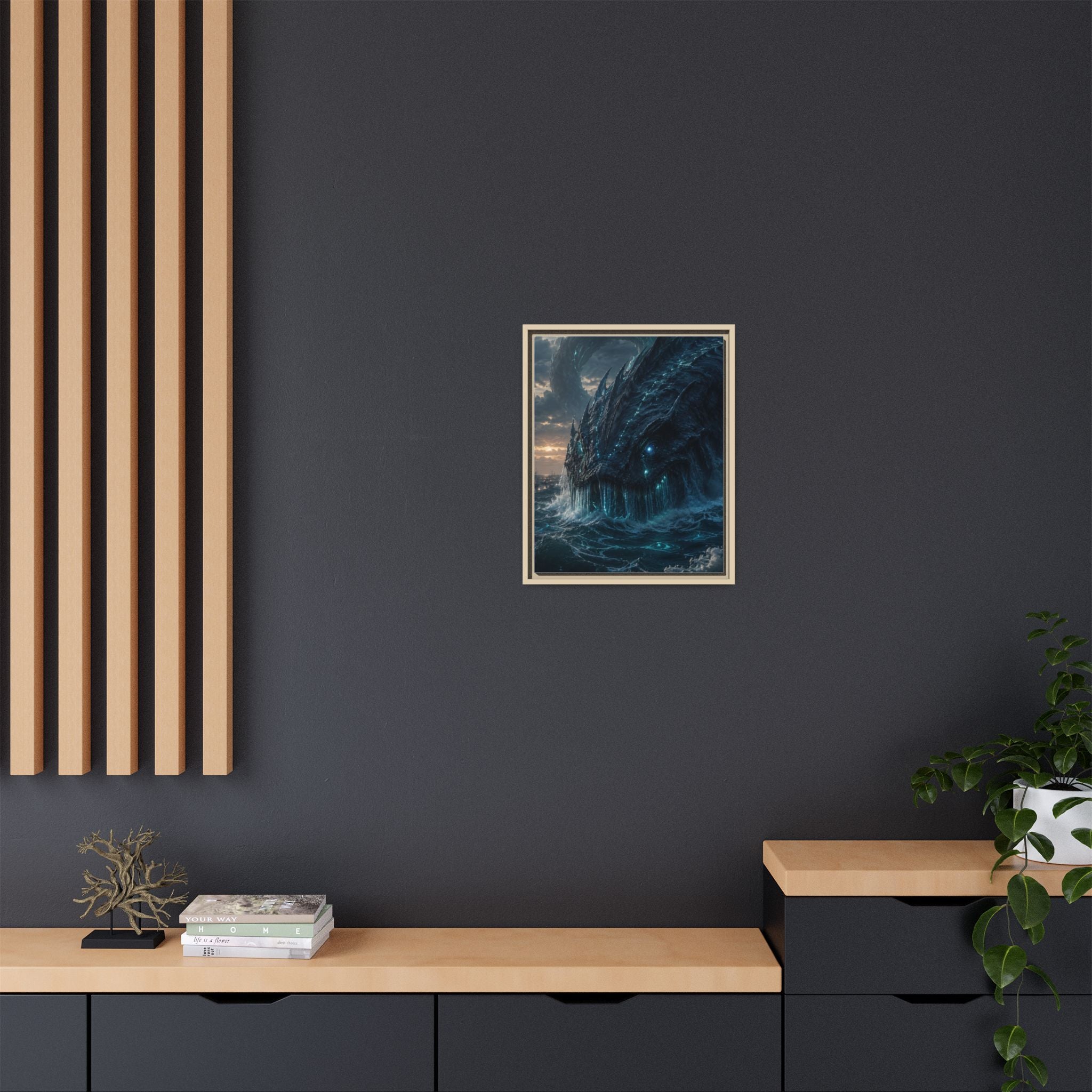 Framed Matte Canvas - Mythic Sea Leviathan Wall Art