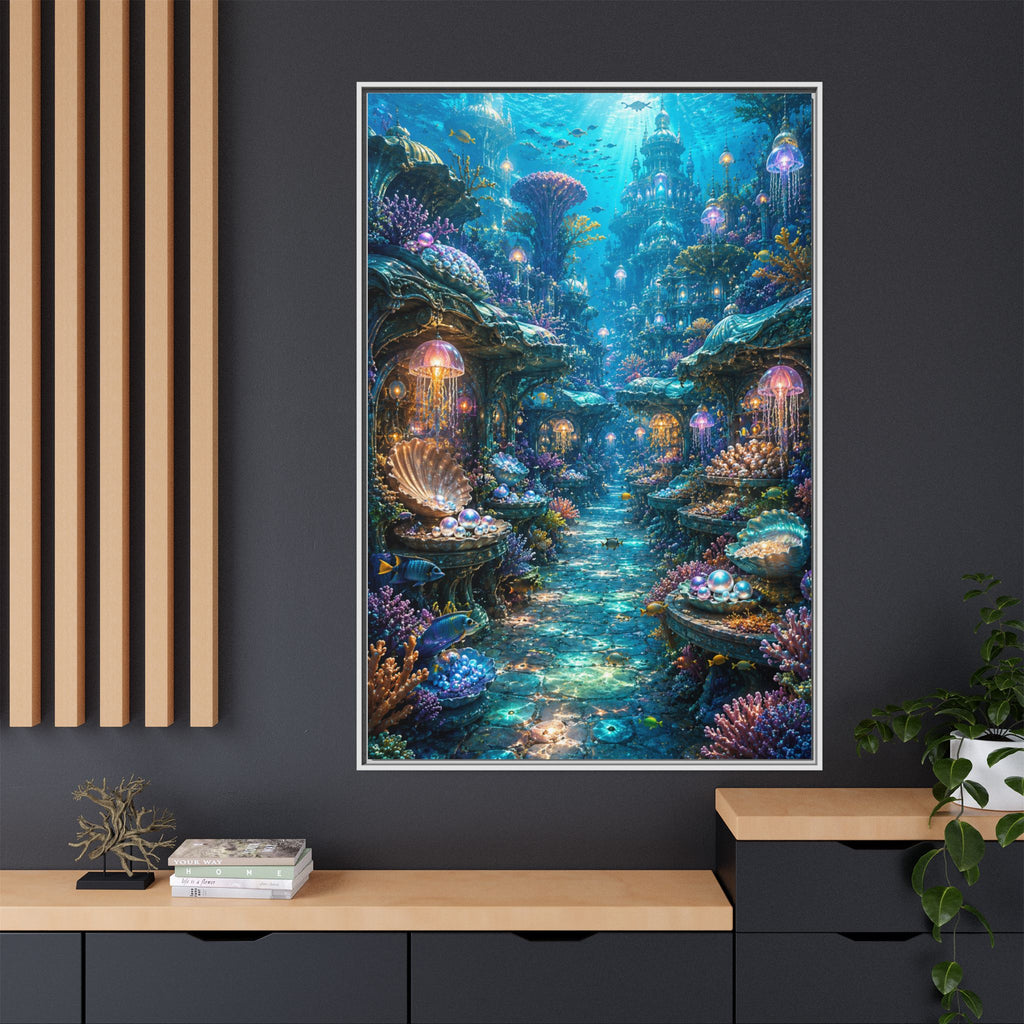 Framed Matte Canvas - Enchanted Underwater Coral Reef Print