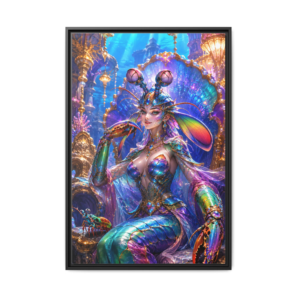 Mermaid Queen Framed Matte Canvas Art — Vibrant Fantasy Underwater Wall Decor
