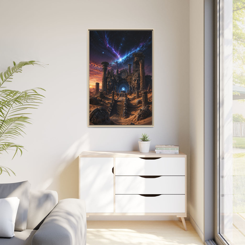 Framed Matte Canvas — Mystical Desert Ruins Nightscape