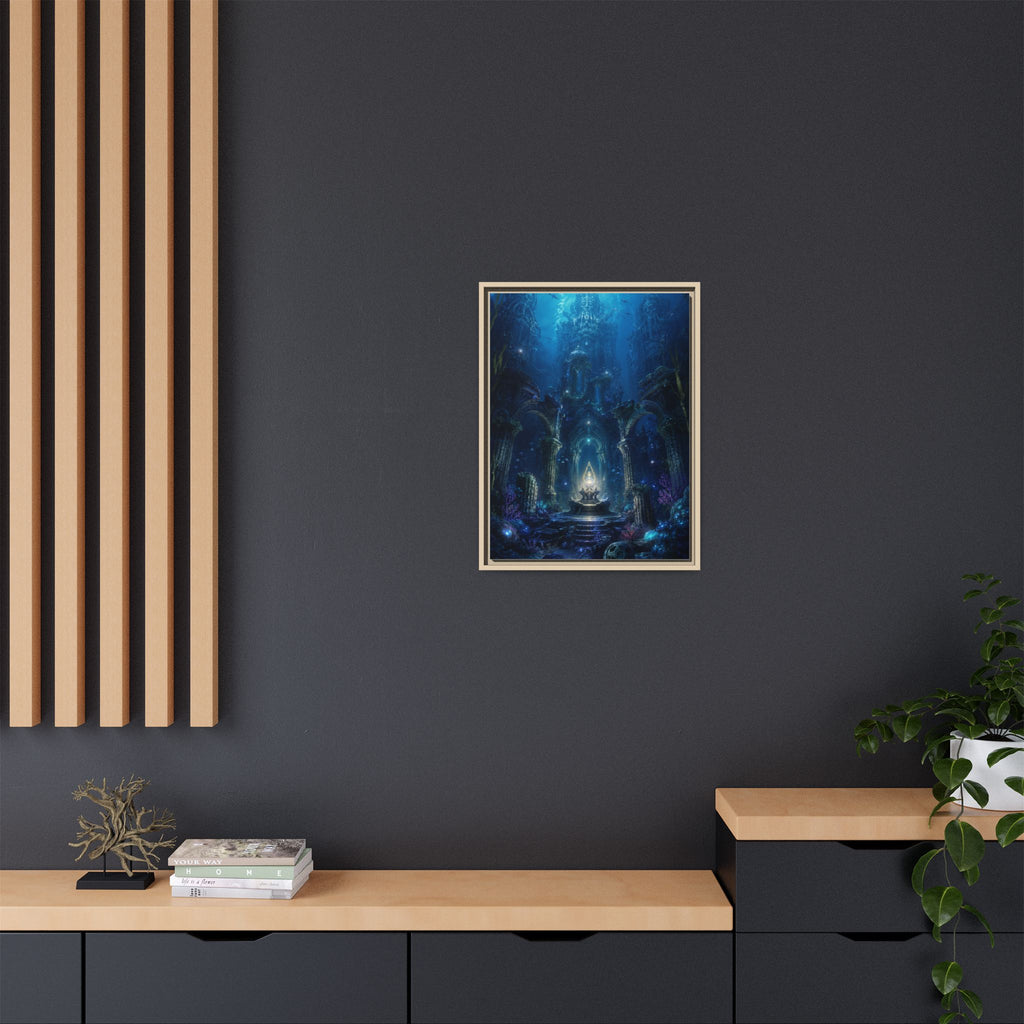Framed Matte Canvas - Enchanted Underwater Temple Fantasy Art