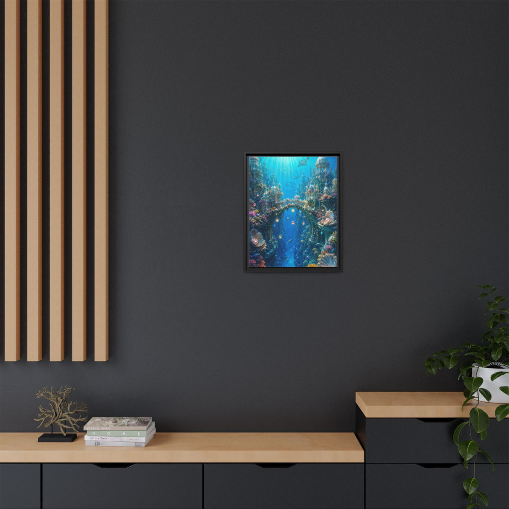 Underwater Fantasy Matte Canvas Framed Print — Ocean City Coral Reef Wall Art