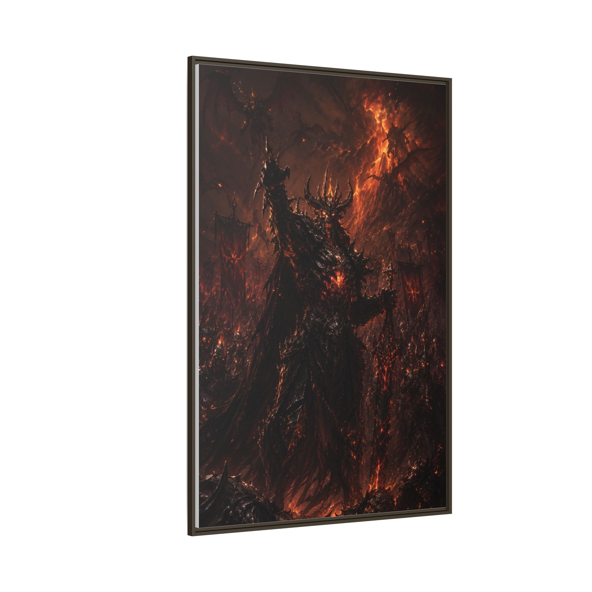 Framed Matte Canvas: Infernal Dark Lord Fantasy Wall Art
