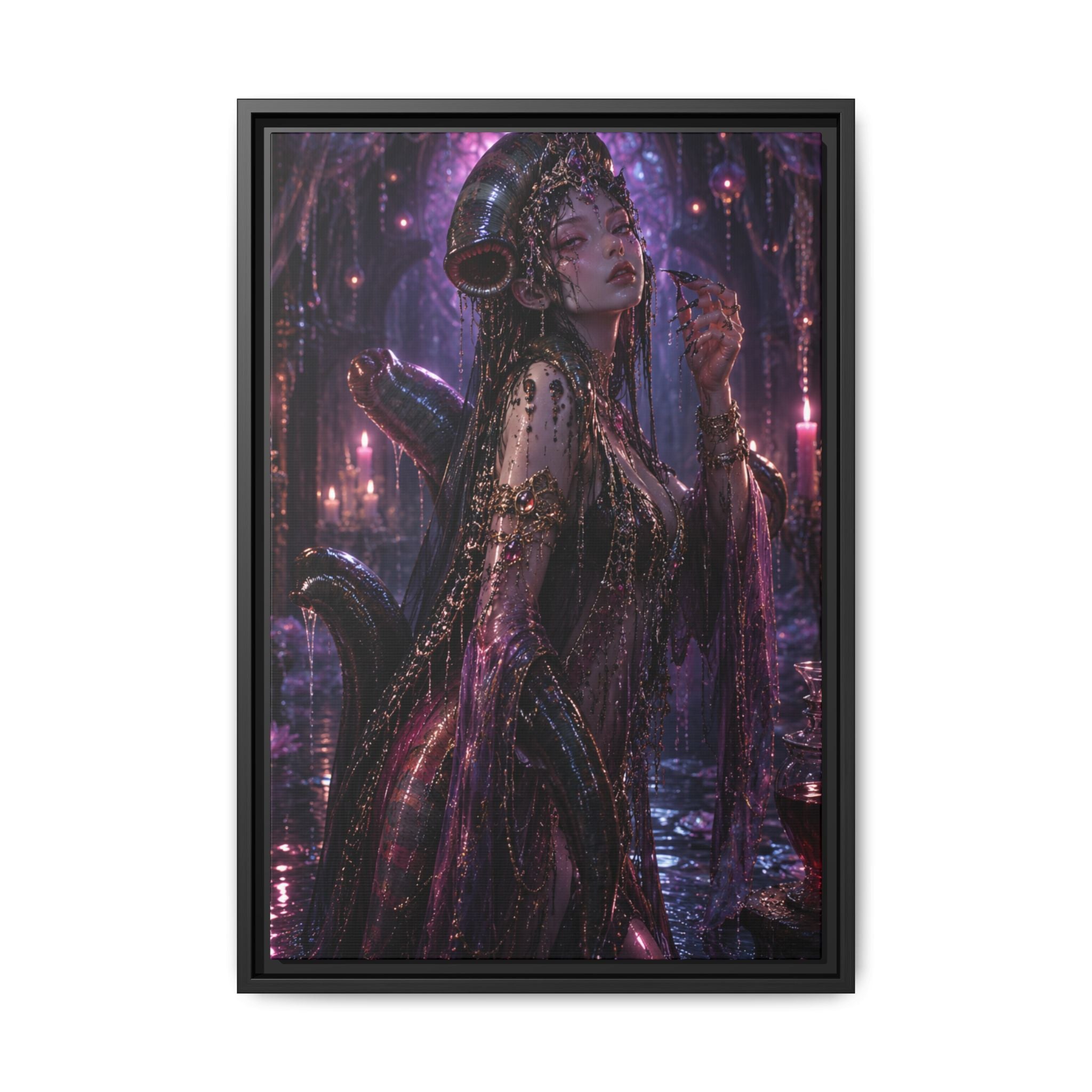 Gothic Fantasy Goddess Fine Art Paper Print — Dark Purple Wall Art