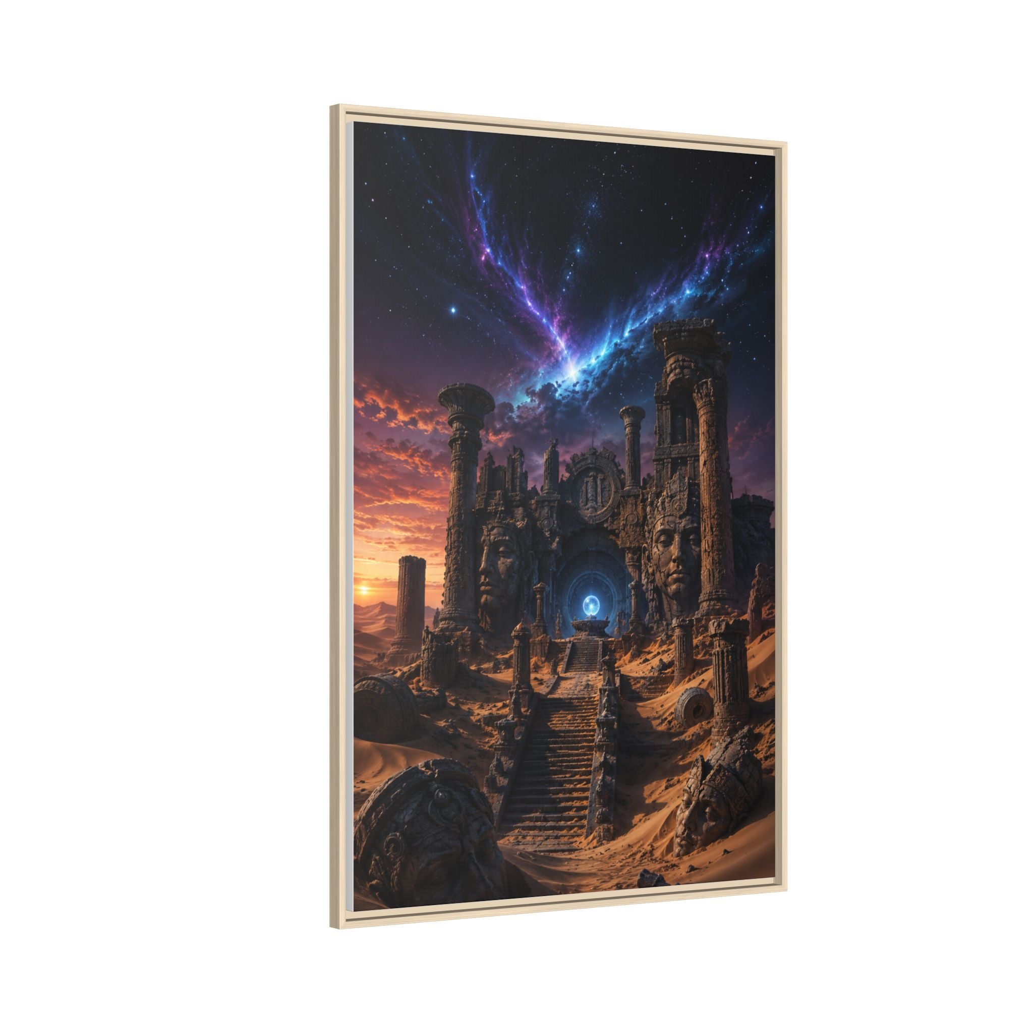 Framed Matte Canvas — Mystical Desert Ruins Nightscape